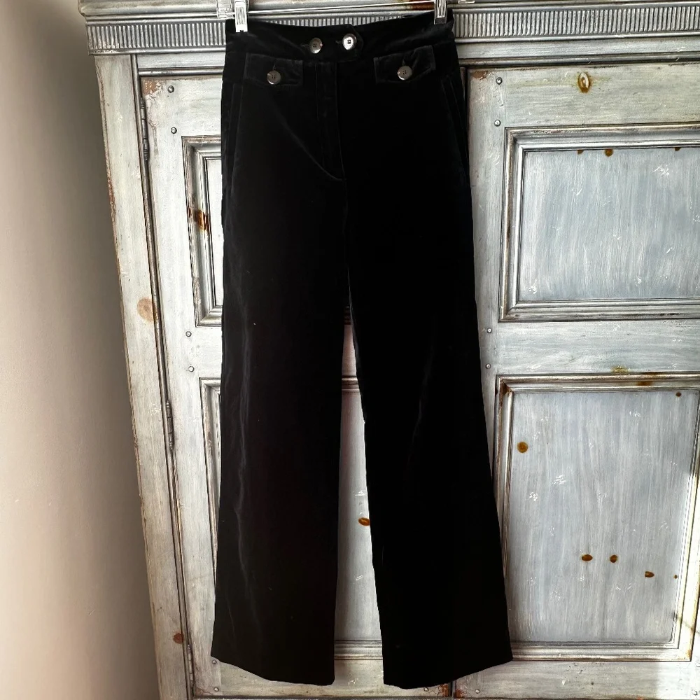 Sezane Velvet Florentine Trousers in Dark Blue Size 34